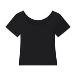 Women's Solid-Color Boat-Neck Cotton T-Shirt 210gsm