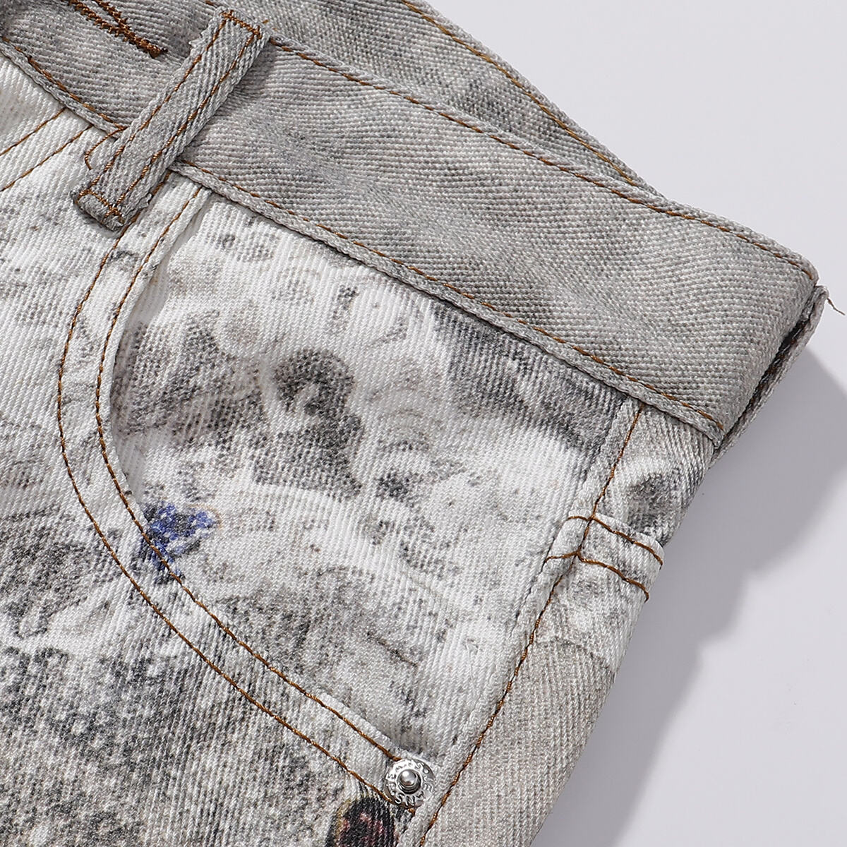 Streetwear Printed Straight Leg Jeans