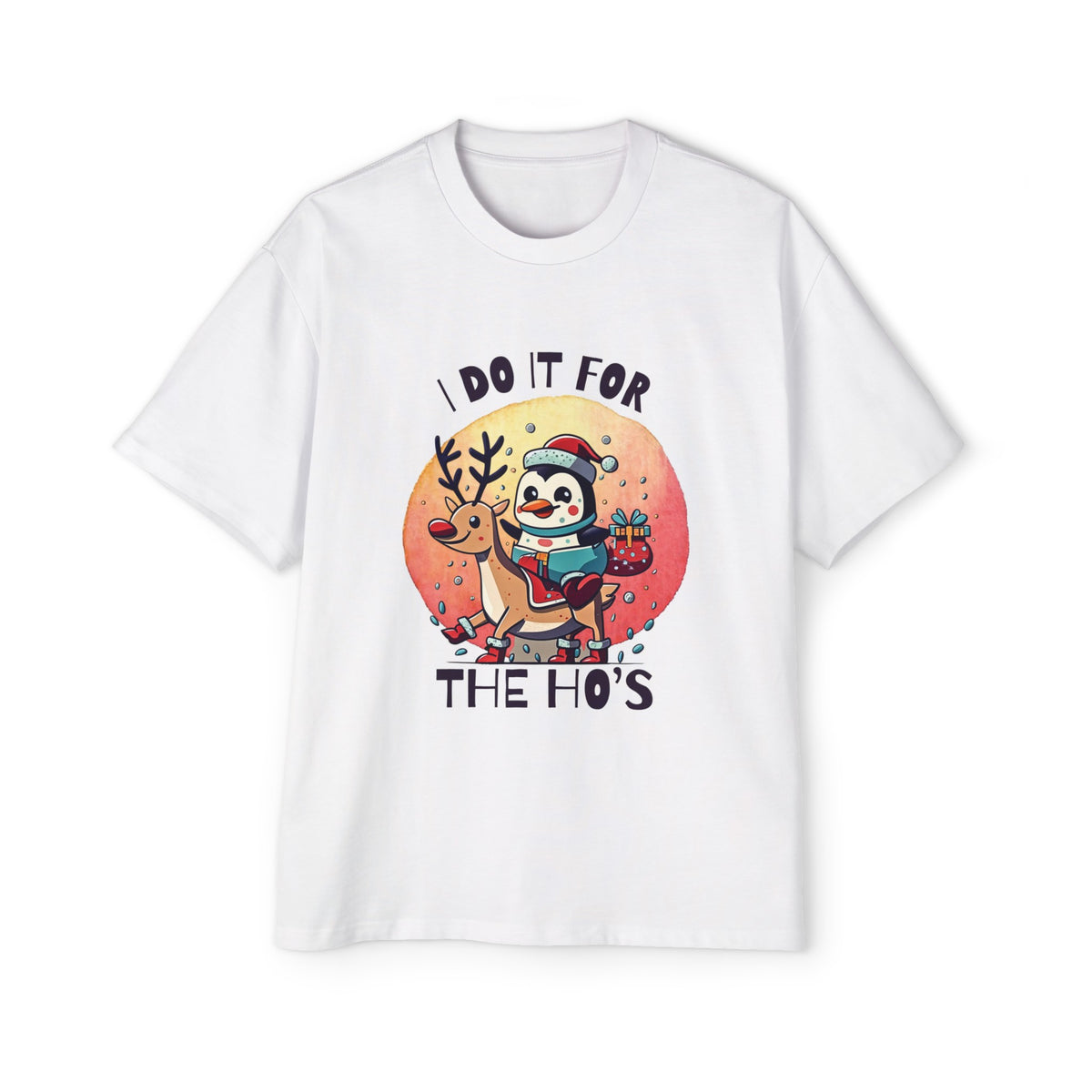 Penguin Santa Christmas Pajamas Reindeer Graphic Tee-INNBLAC Fashion Apparel