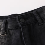 Black Wash Leopard-Print Wide-Leg Jeans