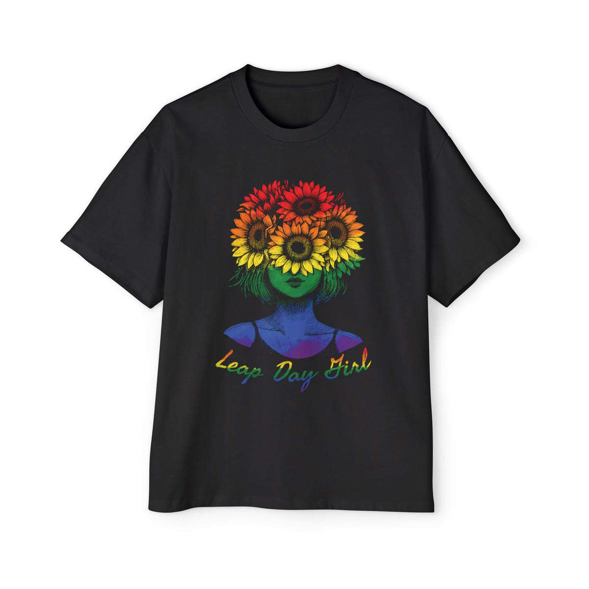 Leap Day Girl Sunflower Head Graphic Tee-INNBLAC Fashion Apparel
