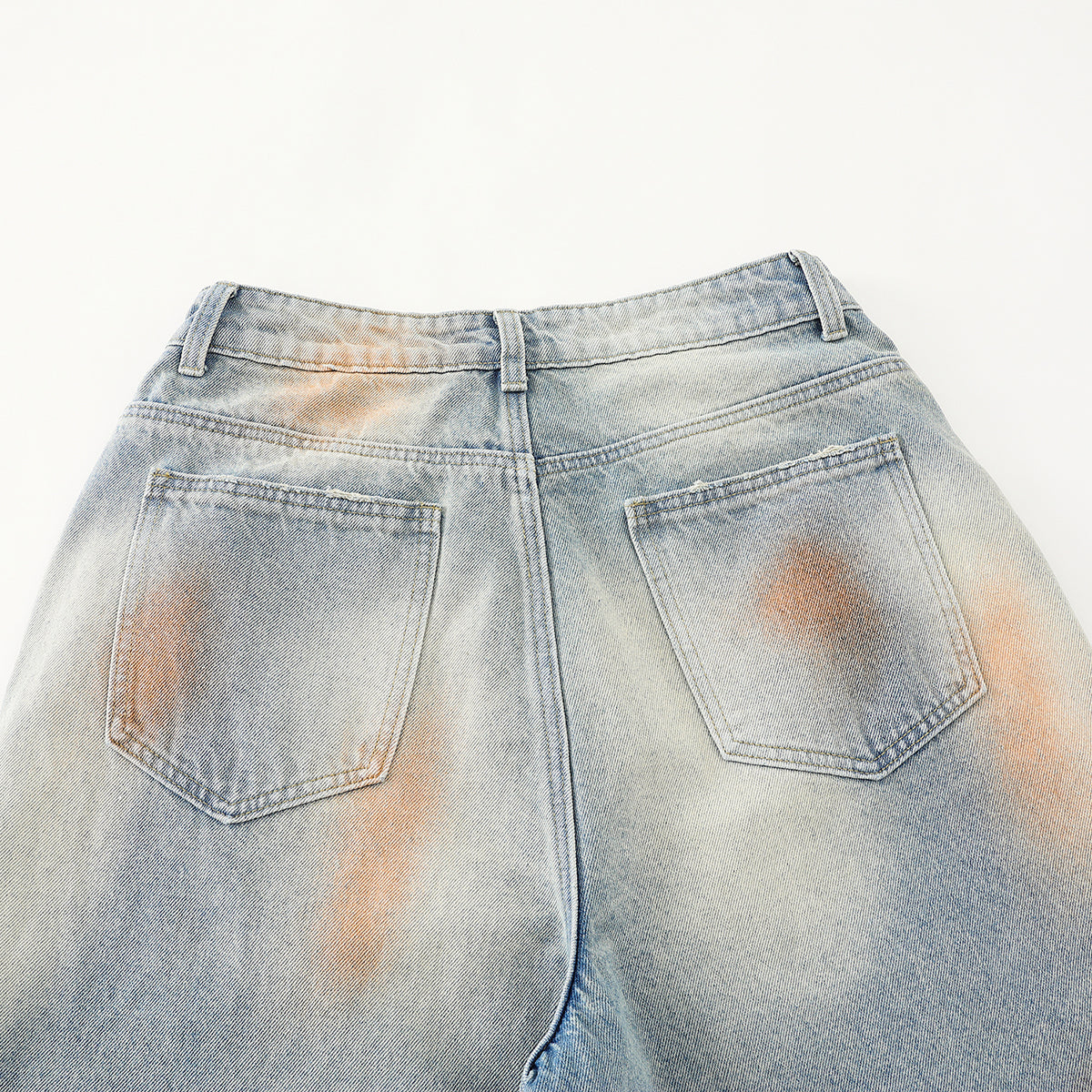 Rust-Dyed Ripped Bermuda Shorts