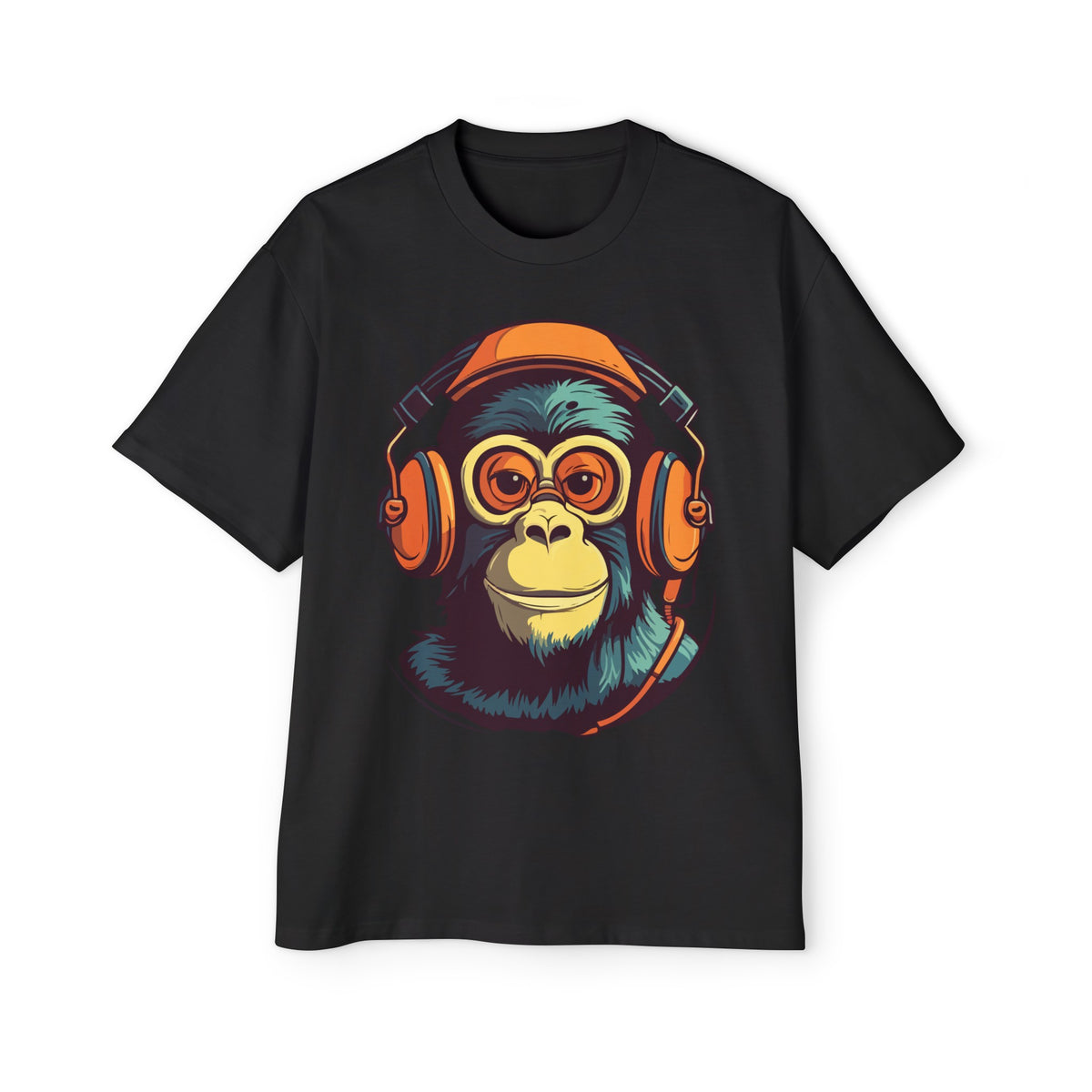 Monkey With Headphones Vintage Graphic Tee-INNBLAC Fashion Apparel