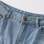 Light Blue Ripped Wide-Leg Jeans