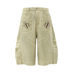 Vintage Washed Embroidery Bermuda Shorts