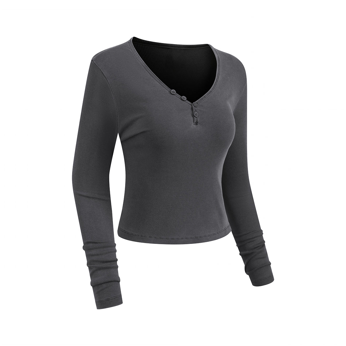 Long-Sleeve Ribbed Henley Top 8.25oz