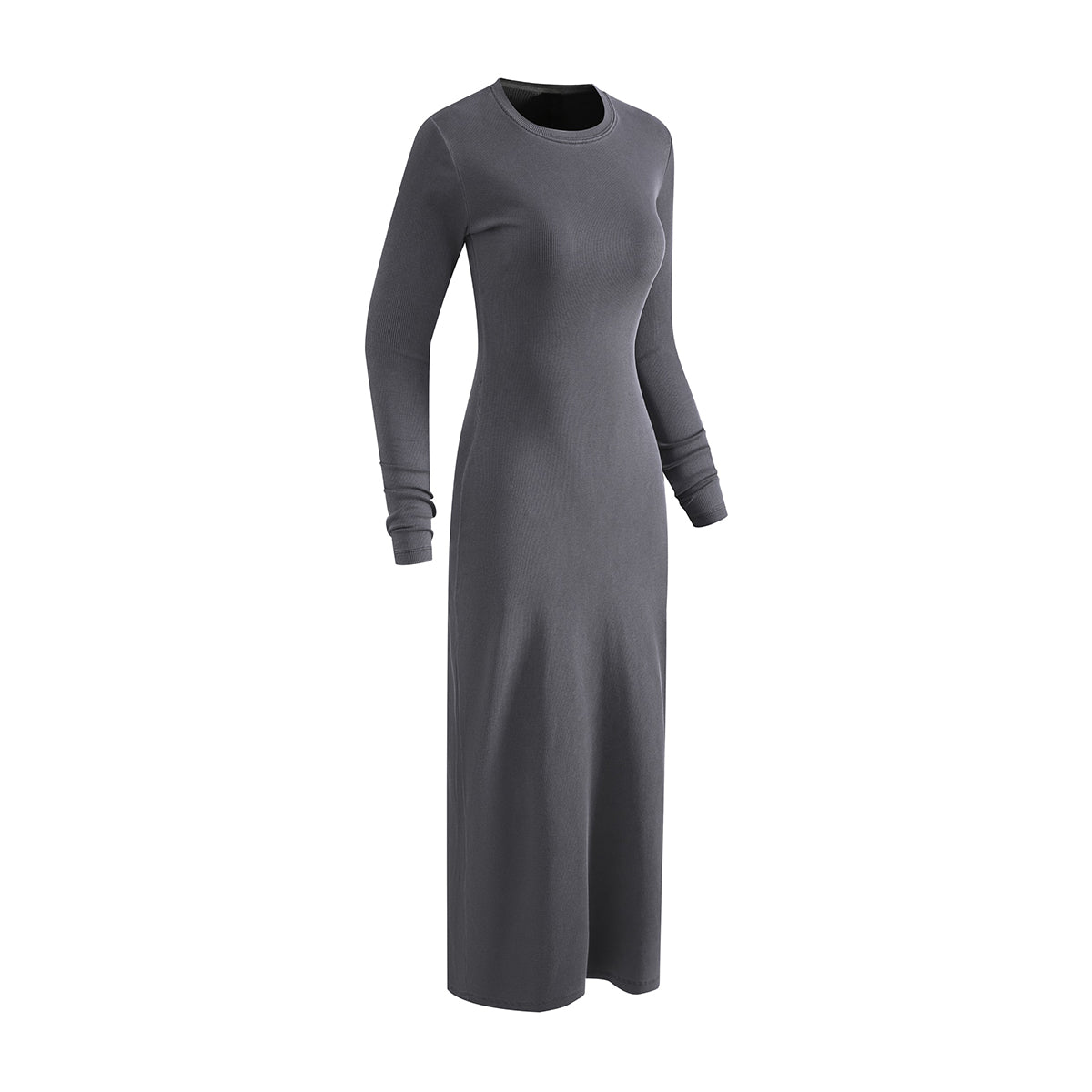 Slim Fit Long Sleeves Ribbed Midi Dress