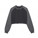 Contrasting Colors Raglan Long-Sleeve Cropped Sweatshirt