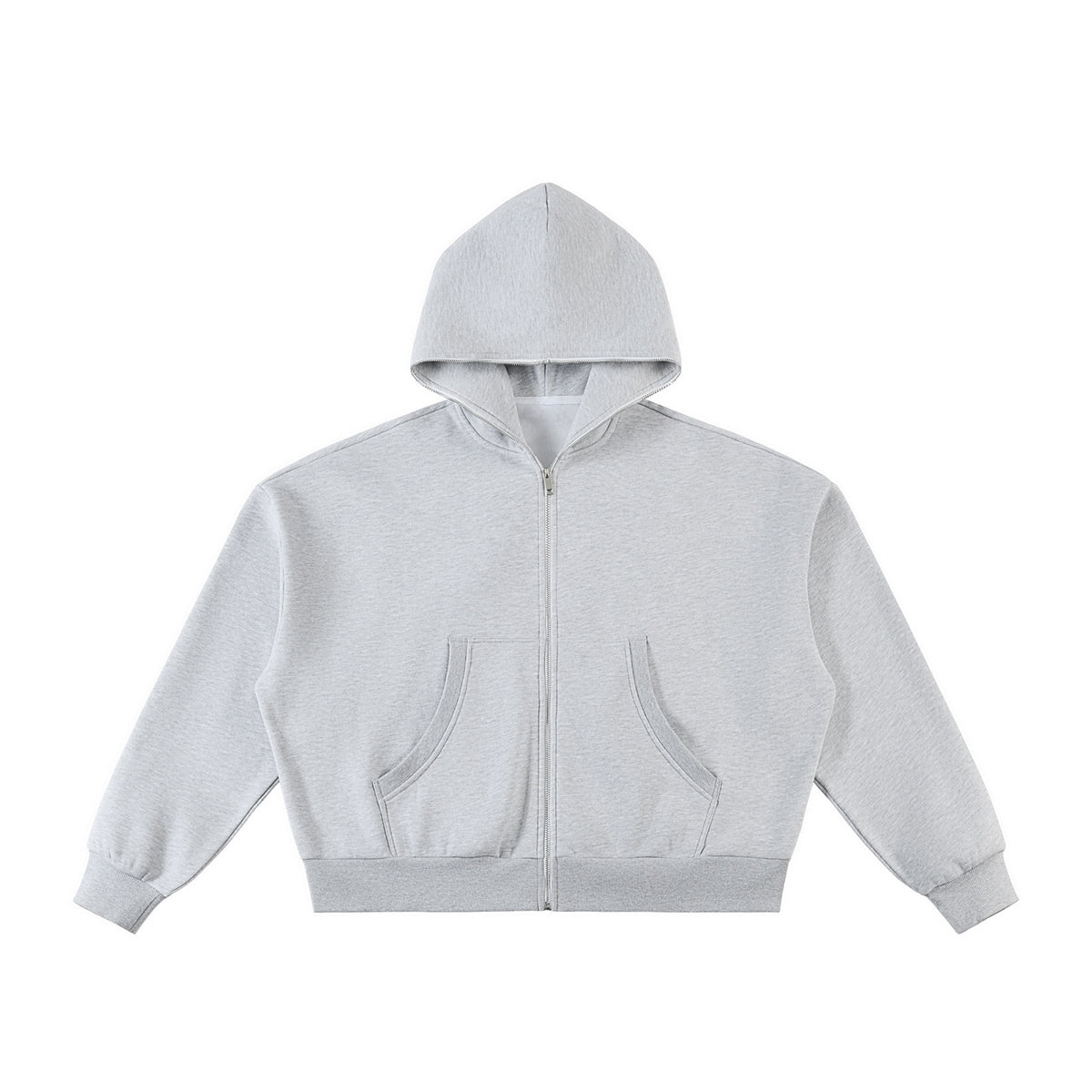 Full Zip-Up Boxy Fit Fleece Hoodie