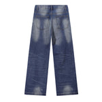 Vintage Wash Whisker Faded Straight Leg Jeans