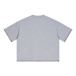 Oversized Minimal Tee Raw Edge Contrast Stitching