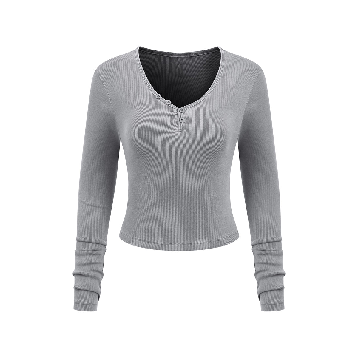 Long-Sleeve Ribbed Henley Top 8.25oz