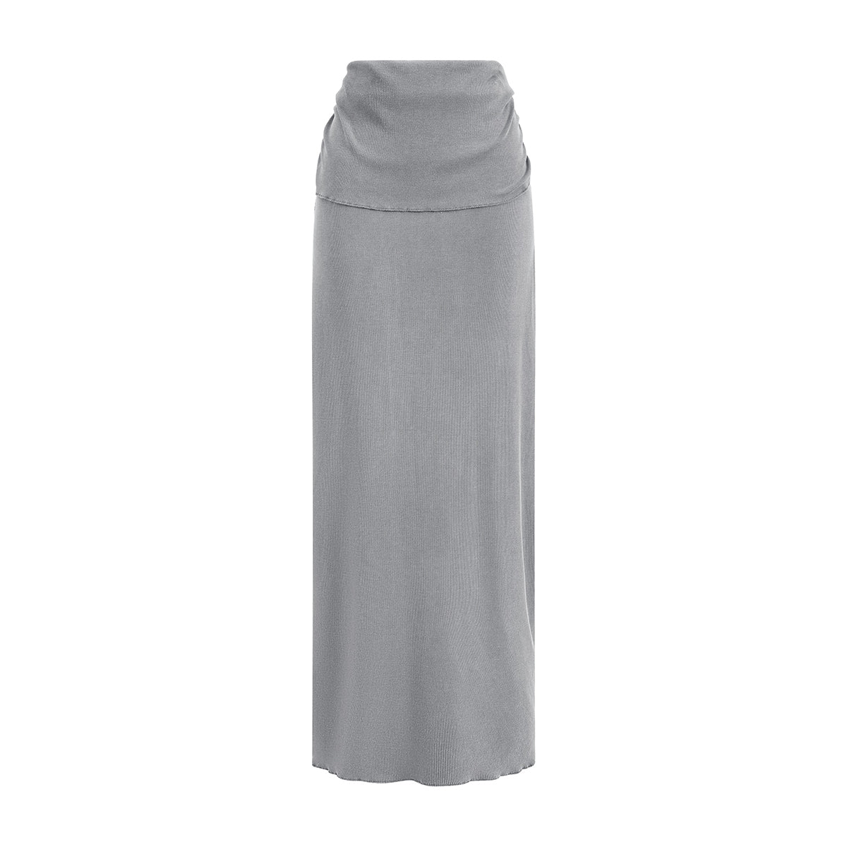 High Waist Ruched Knit Maxi Skirt