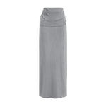 High Waist Ruched Knit Maxi Skirt