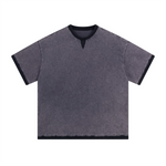 Camiseta batik vintage lavada con ribetes de 7.5 oz