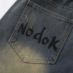 Spider & Web Print Denim Bermuda Shorts