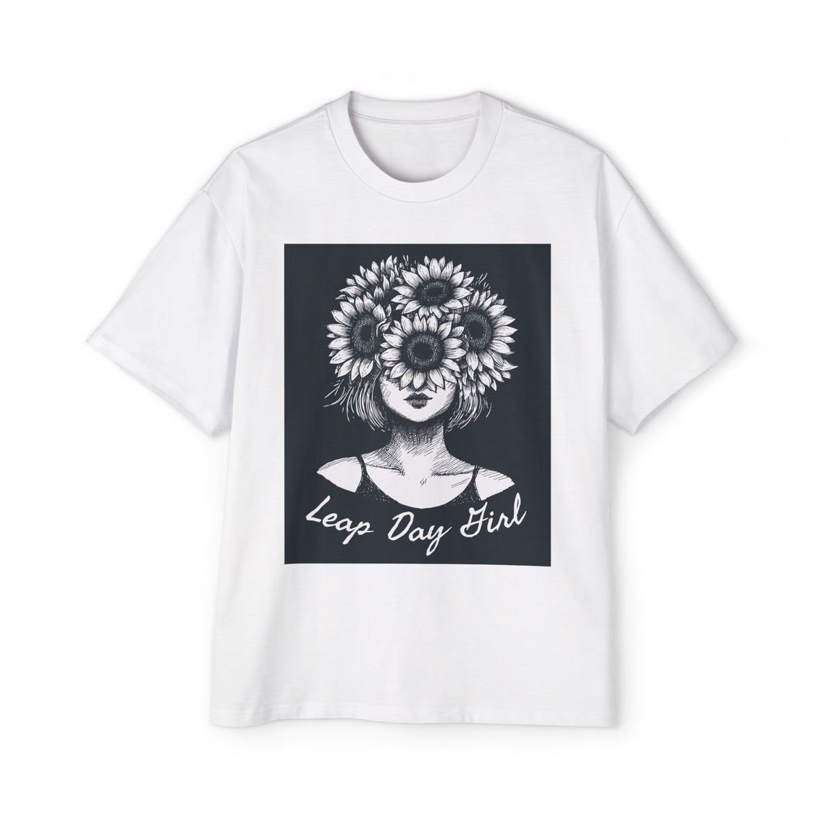Leap Day Girl Sunflower Head Graphic Tee-INNBLAC Fashion Apparel