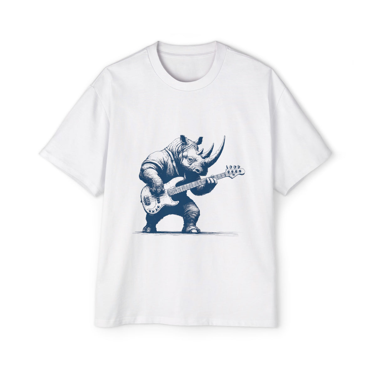Rhino Playing Bass Guitar Graphic Tee-INNBLAC Fashion Apparel