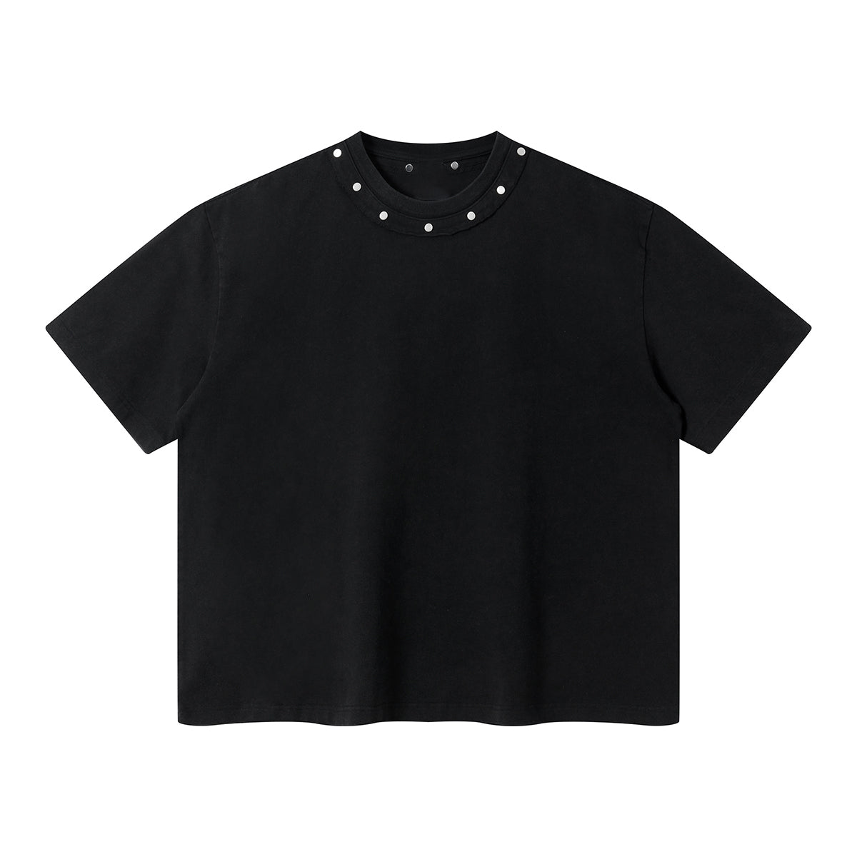 Rivet Detail Washed Boxy Fit T-Shirt