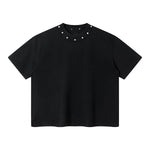 Rivet Detail Washed Boxy Fit T-Shirt