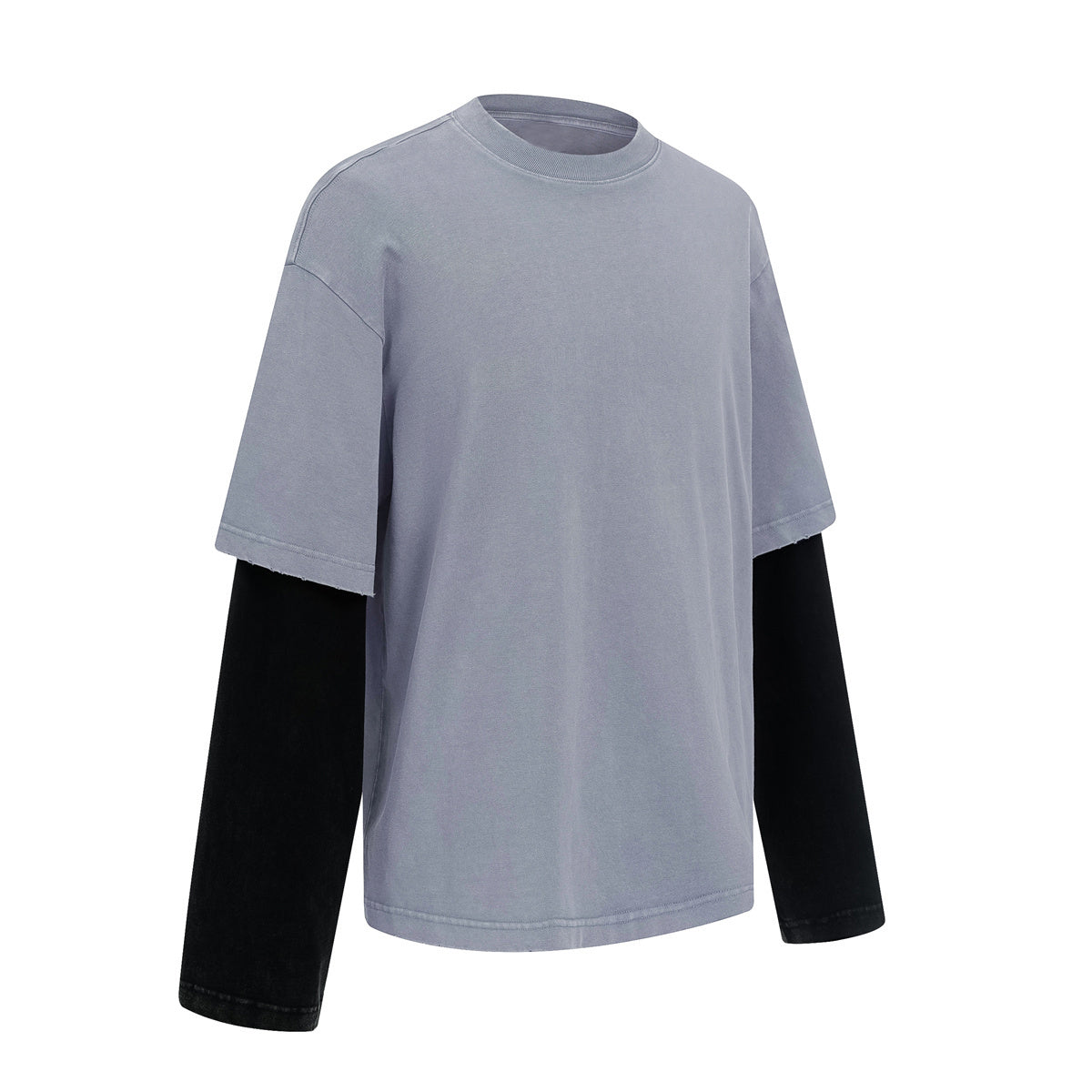 Layered Sleeve Two-Tone Oversized Streetwear T-Shirt