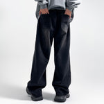 Wide Leg Pinstripe Detail Denim Jeans