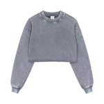 Distressed Raw Hem Crop Sweatshirt