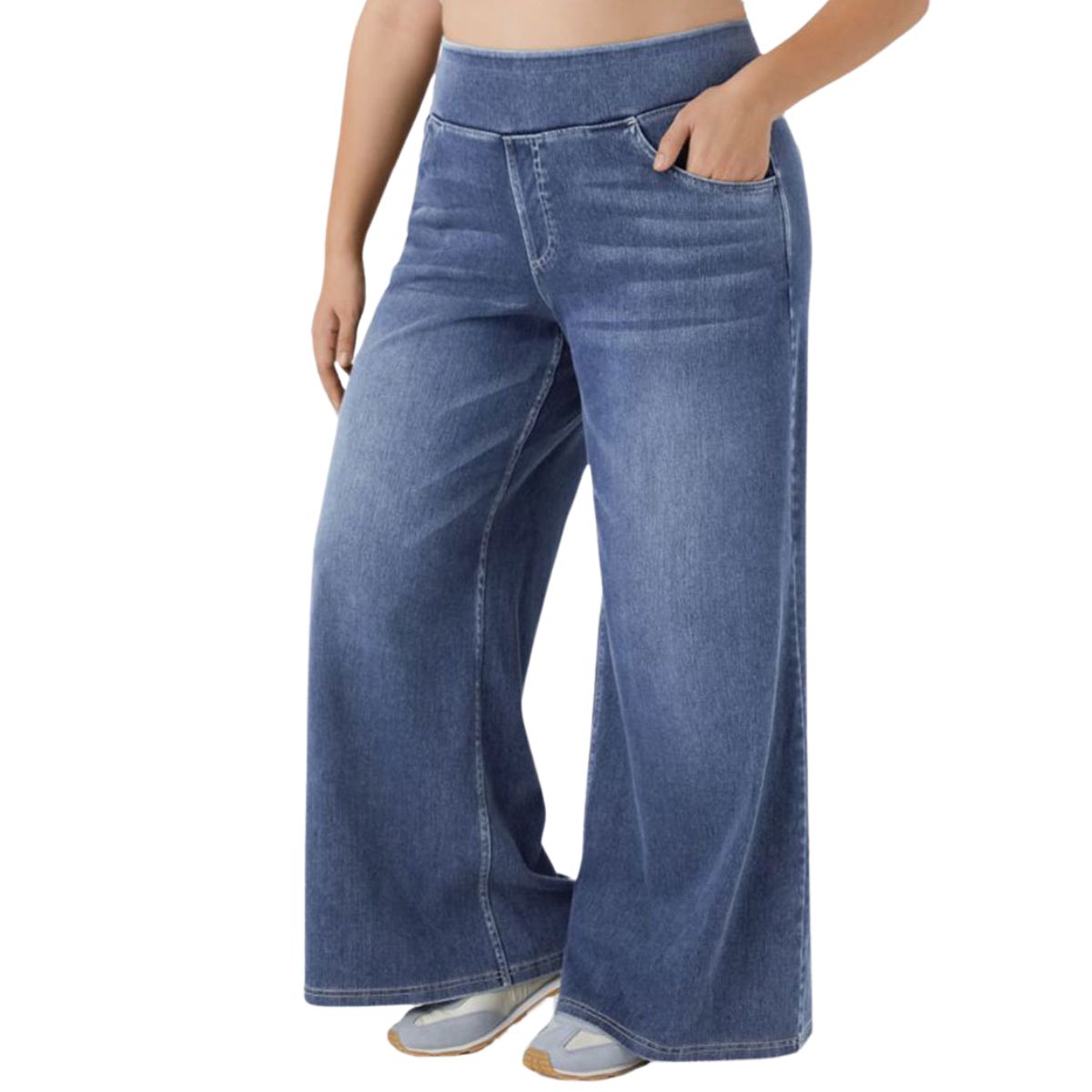High Waist Stretch Wide Leg Denim Jeans