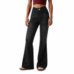 High Waist Stretch Slim Fit Straight Leg Slight Flare Jeans