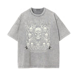 Camiseta con estampado de calavera lavada a la piedra