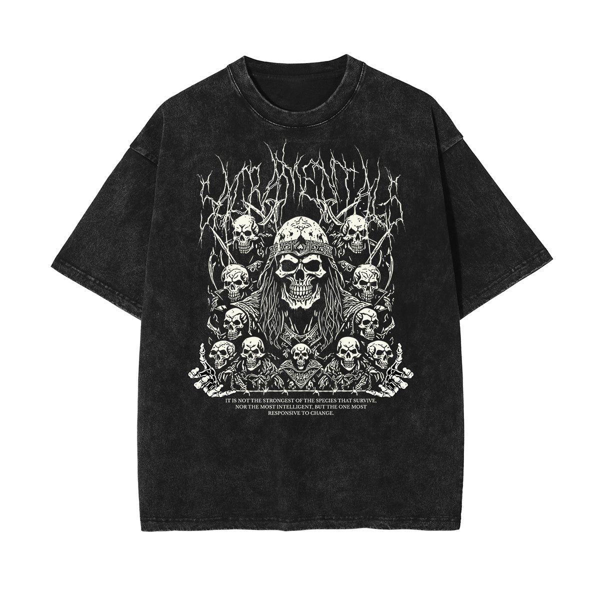 Camiseta de algodón con estampado de calavera lavada