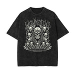 Camiseta de algodón con estampado de calavera lavada