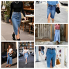 chic denim midi skirt outfit
