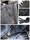 metal zipper denim jeans