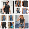 Denim sleeveless vest and muscle tank