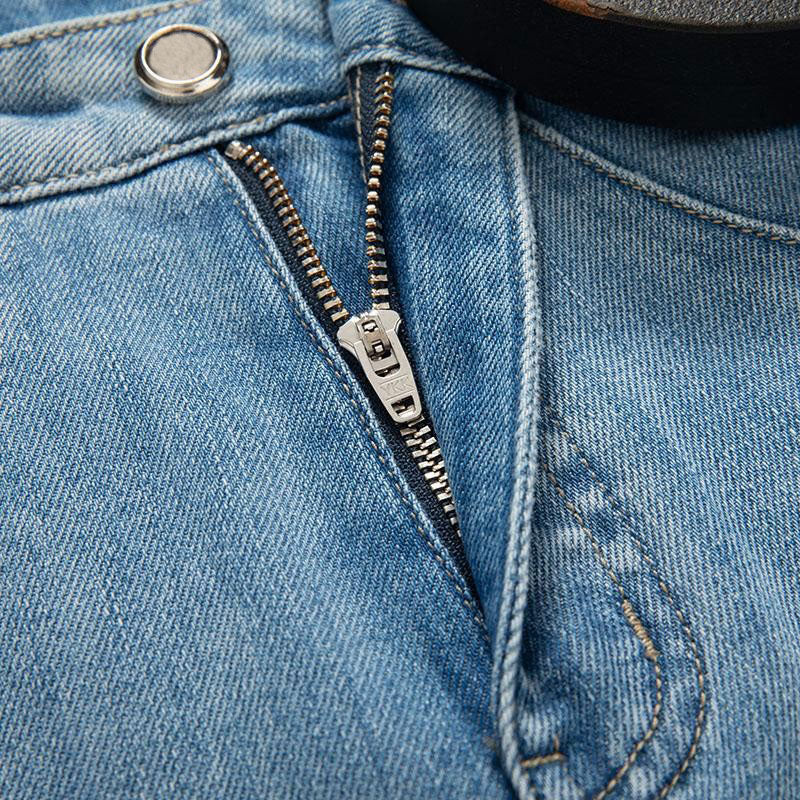 Risen Jeans Pearl-Beaded Frog Closure Jeans with Cut-Outs