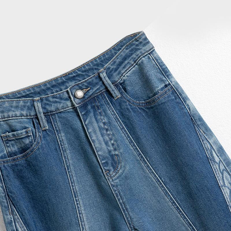 Risen Jeans Floral Embroidered Cut-Out Baggy Jeans