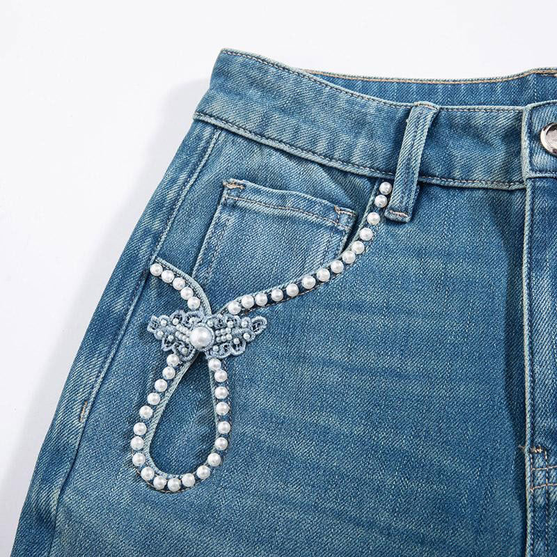 Risen Jeans Phoenix-Embroidered Sequin Tapered Ankle Jeans