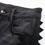 Risen Jeans Rhinestones & Pearls Embroidery Patchwork Ankle Jeans