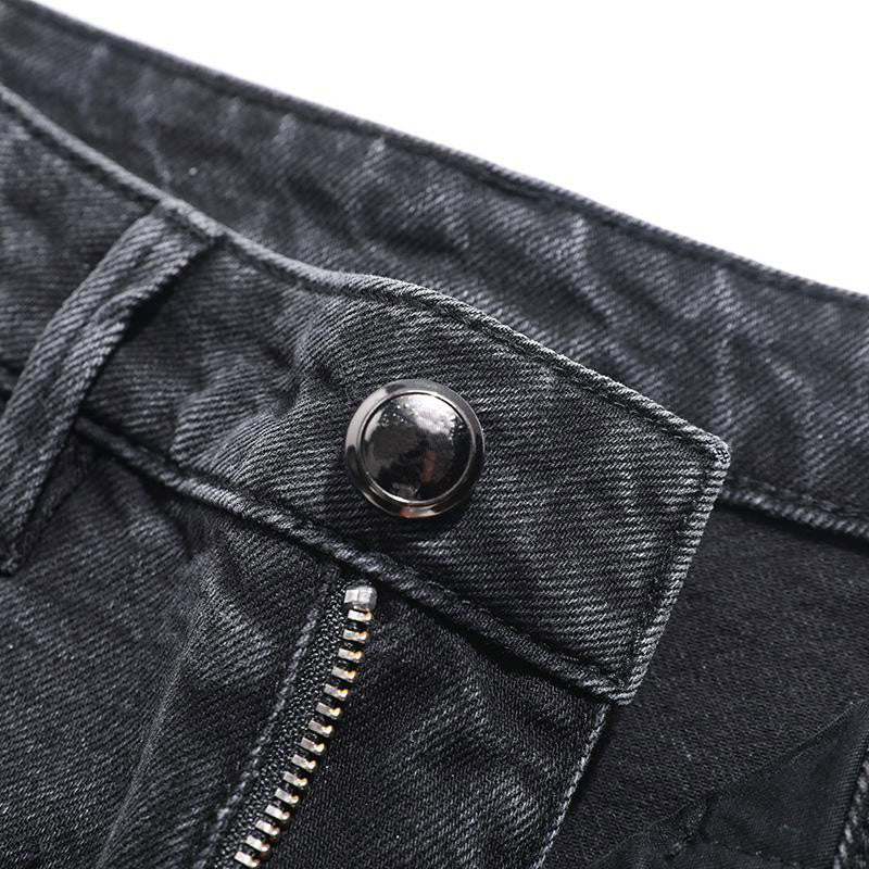 Risen Jeans Pearl-Embellished Embroidery Cut-Out Whisker Jeans