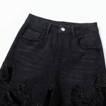 Risen Jeans Patchwork Floral-Embroidered Sequined Bootcut Jeans