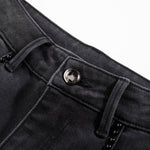 Risen Jeans Rhinestones & Pearls Embroidery Patchwork Ankle Jeans