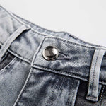 Risen Jeans Patchwork Pearl-Frog Closure Embroidered Jeans