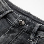 Asymmetric Heavy Embroidered Denim Shorts