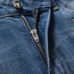 Risen Jeans Rhinestone-Transferred & Embroidered Cut-Out Jeans