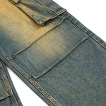 Muddy WashedVintage Washed Pleated Knee Cargo Jeans