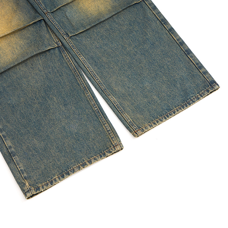 Muddy WashedVintage Washed Pleated Knee Cargo Jeans