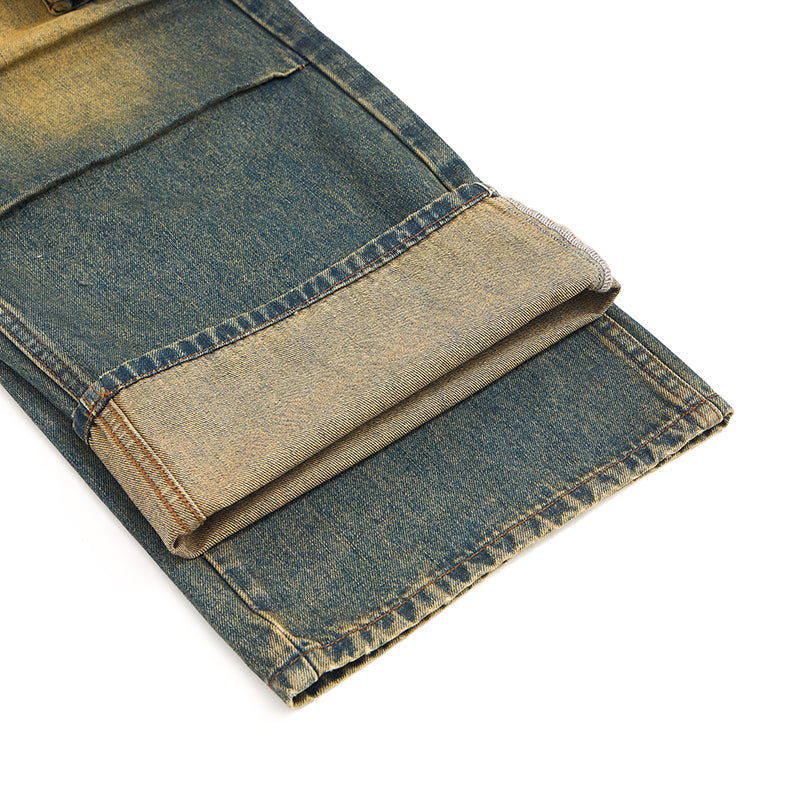 Muddy WashedVintage Washed Pleated Knee Cargo Jeans