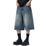 Bermudas de mezclilla lavada de pierna ancha