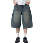 Barrel Fit Bermuda Washed Denim Shorts